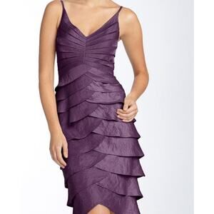Adrianna Papell Dress Plus Size 22W Formal Purple Satin Tiered Coquette